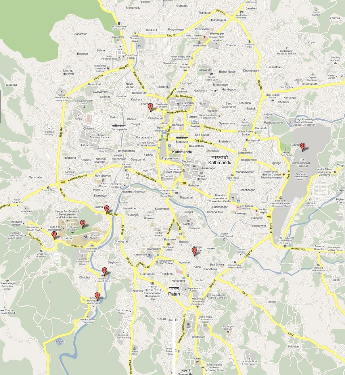 Karte von ktm nepal