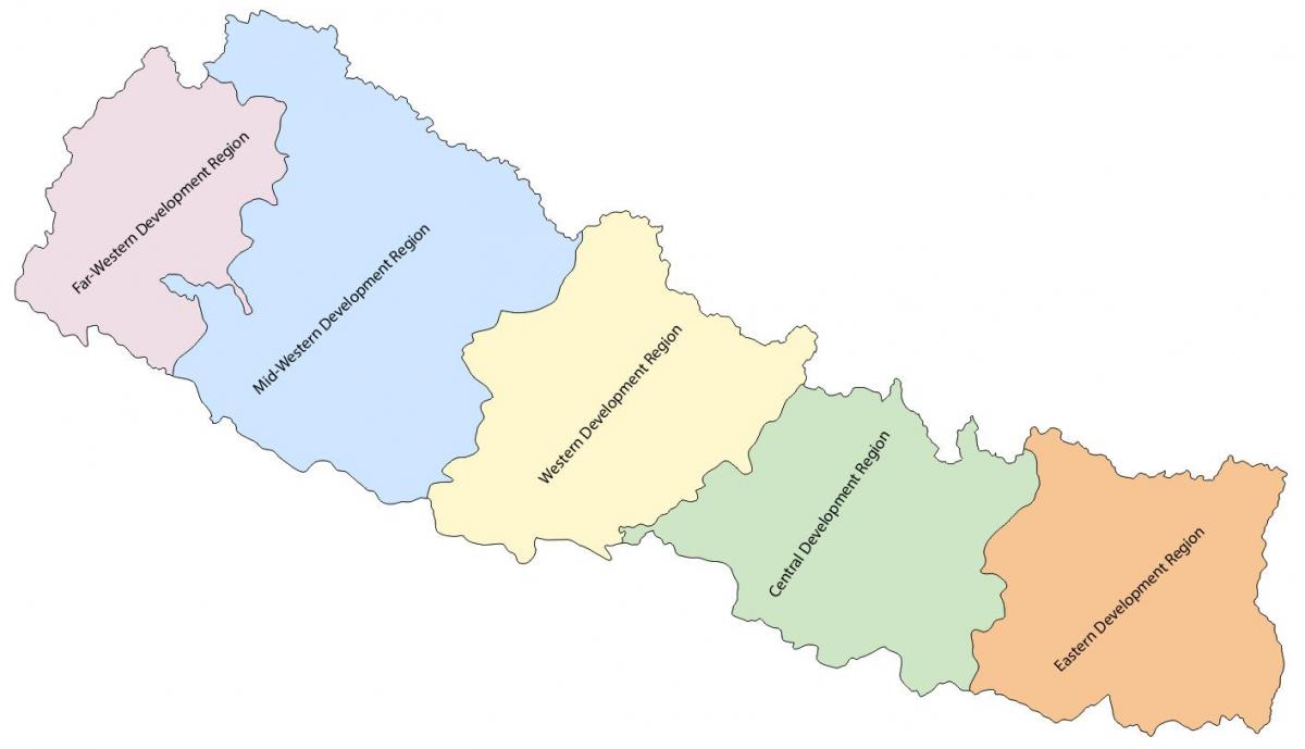 Karte von nepal mit fünf Entwicklung der region