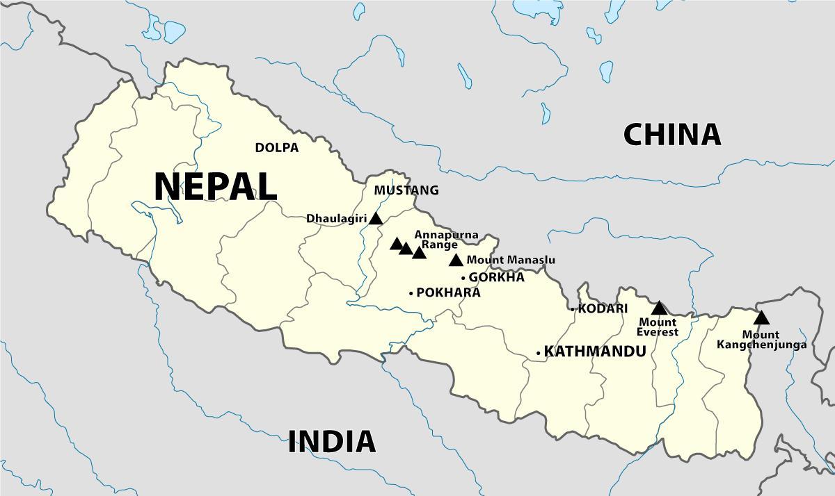 Karte von nepal Berge