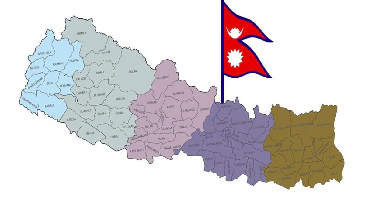 Karte von nepal mit Flagge