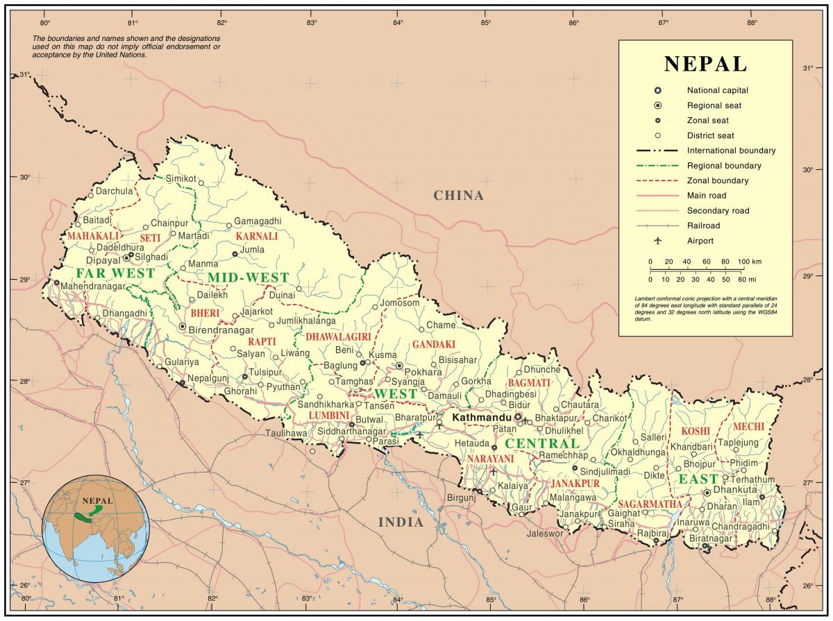 Indien-nepal Grenze Straße Karte