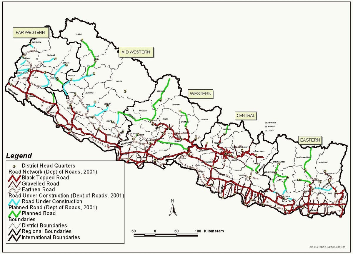 nepal map mit Autobahn