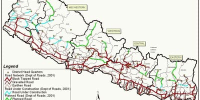 Nepal map mit Autobahn