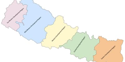 Karte von nepal mit fünf Entwicklung der region
