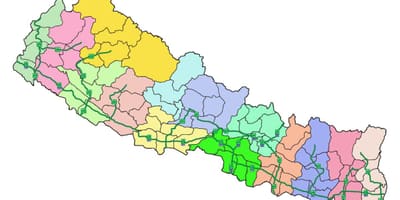 Karte von nepal mit den wichtigsten Autobahnen