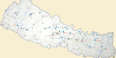 Karte von nepal mit Seen