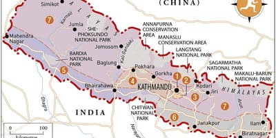 Karte von nepal mit Tempeln