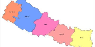 Karte von eastern development region von nepal