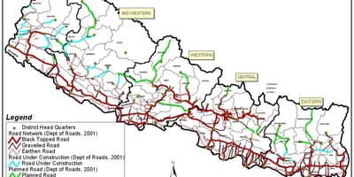 Karte von nepal zeigen, Autobahnen