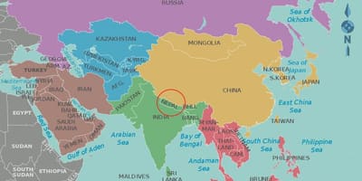 Karte von nepal und den umliegenden Ländern