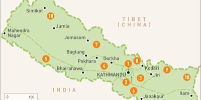 Nepal Landkarte mit Regionen