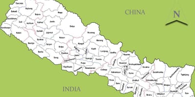 Nepal Landkarte mit Städten